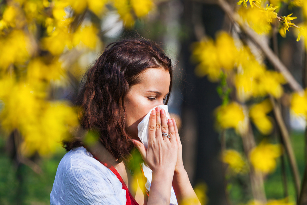 woman suffering from eye allergies