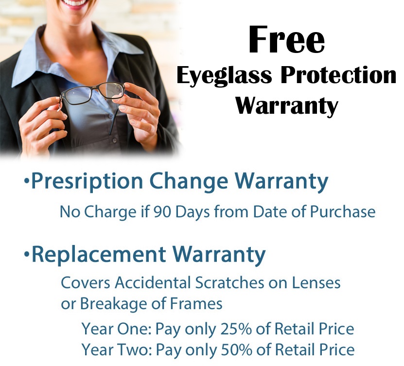 Free Eye Glasses and Lens Warranty