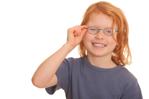 child having vision tested