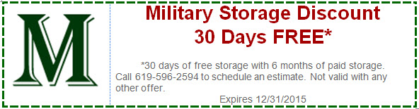 30 Days FREE Storage for Active Duty Military Personnel