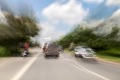 Vision of a blurred road